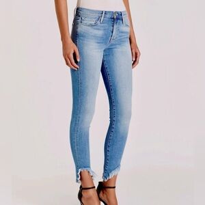FRAME Denim Le High Skinny Light Blue Jeans w Frayed Hem